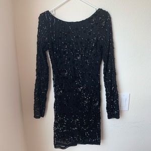 Lulu’s Black Sparkly Long Sleeve Dress